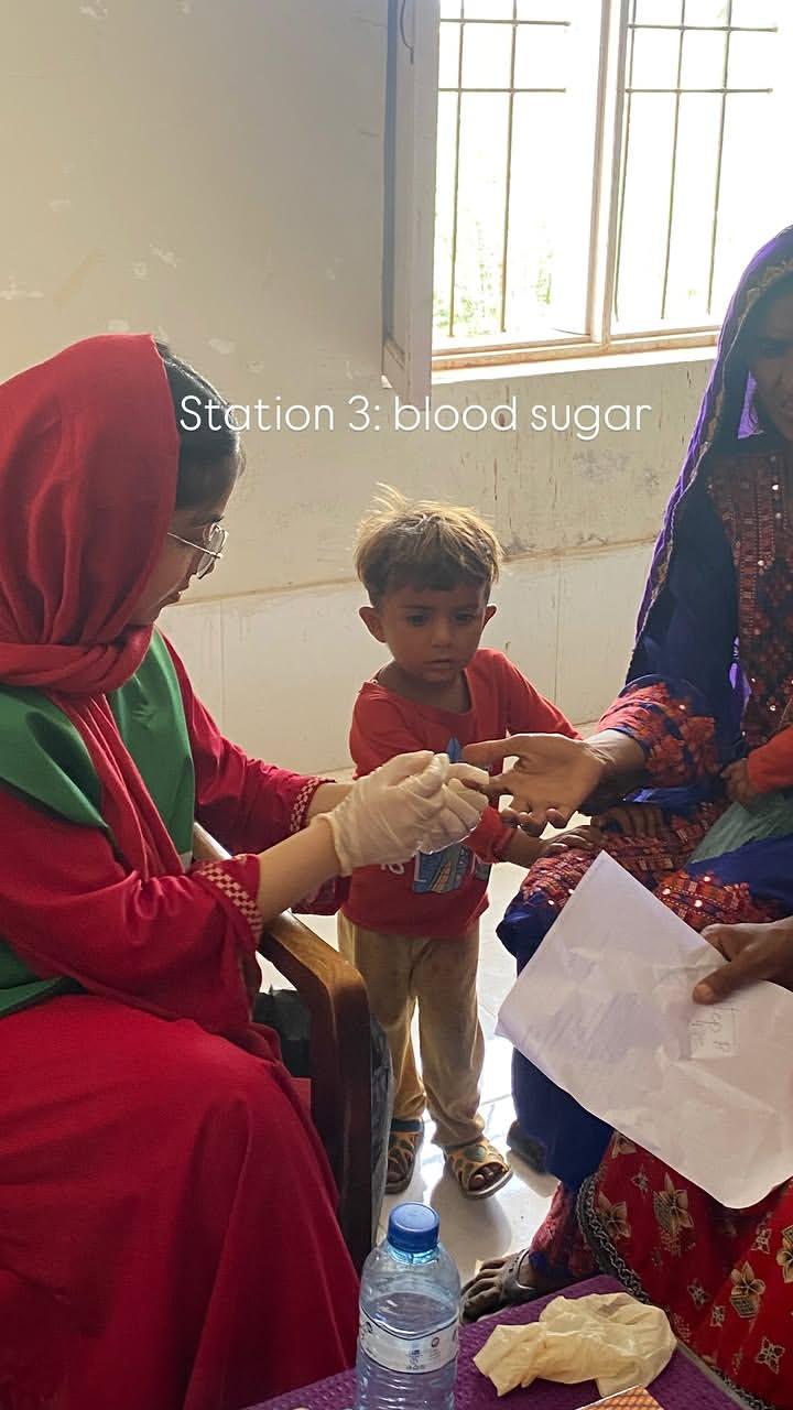 Blood sugar screening station at a Revive medical camp