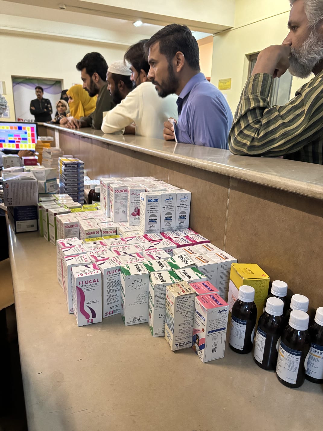 Medicines ready for patients at the pharmacy counter